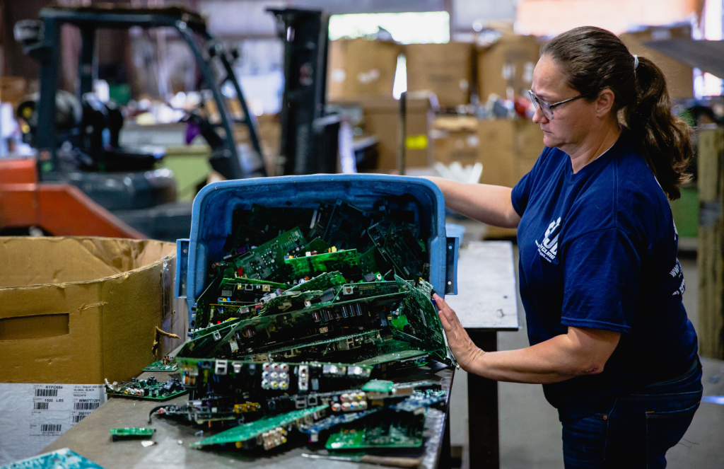 sorting e-waste at CJD